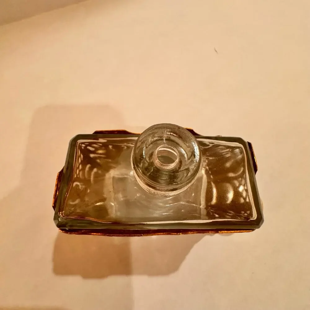 Vintage Perfume Bottle Ornate Footed Gold Filigree Cologne Vanity‎ No Perfume